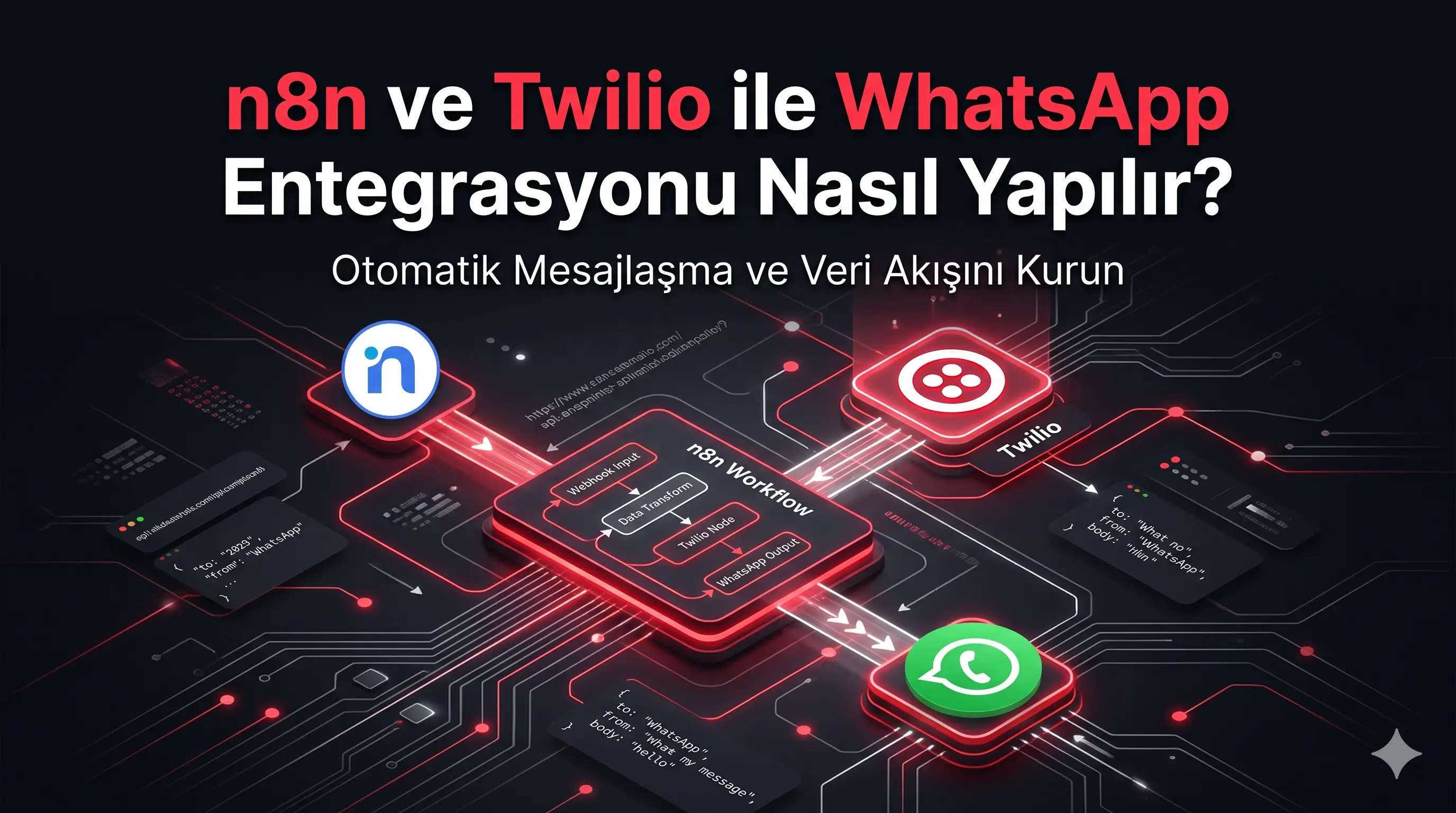 n8n, Twilio ve WhatsApp ile otomatik mesajlaşma entegrasyonu akış şeması